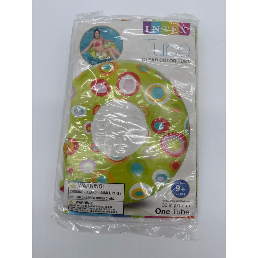Intex Swim Tube Ages 9+‎ 36" Green NWT Retro Circle Print Inflatable Pool Float